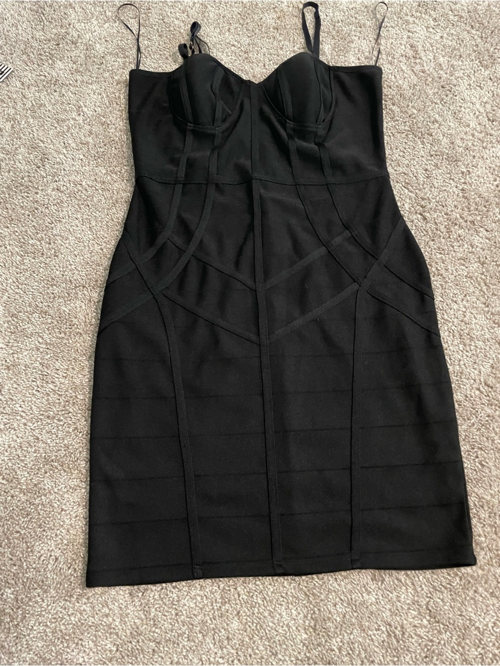 Black Bodycon Bustier Dress - Sleeveless Structured Fit